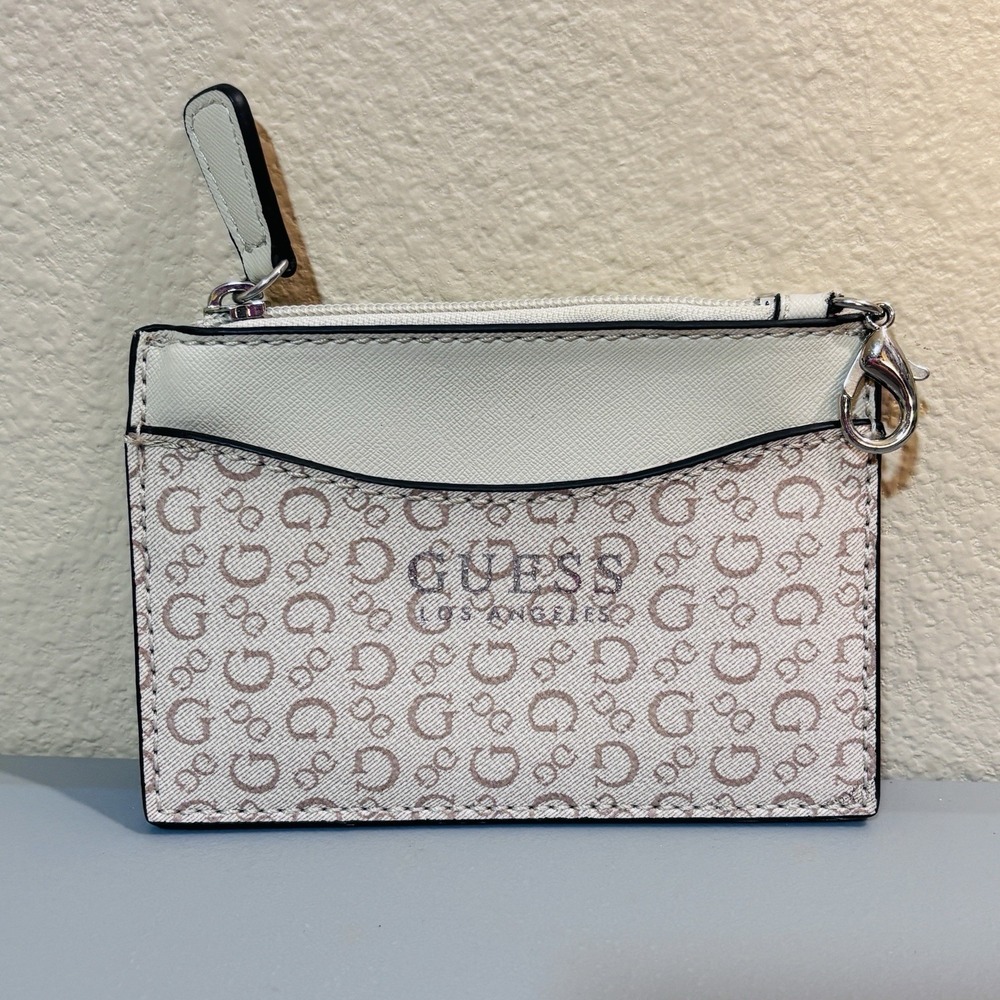 Guess Zip‎ Pouch Coin, Purse, Silver Hook, Attachment  Leather Classic NEW